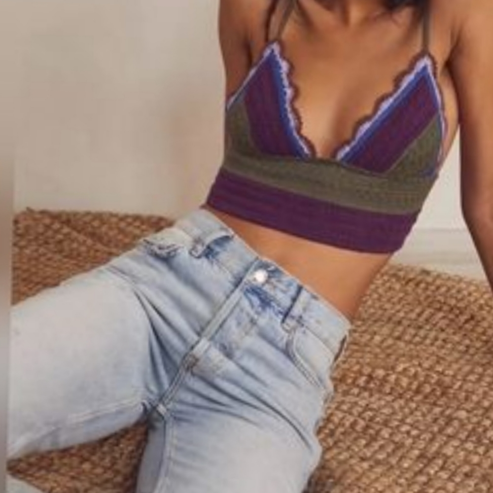 FREE People Intimately Another Weekend Knit Crochet Boho Festival Bralette